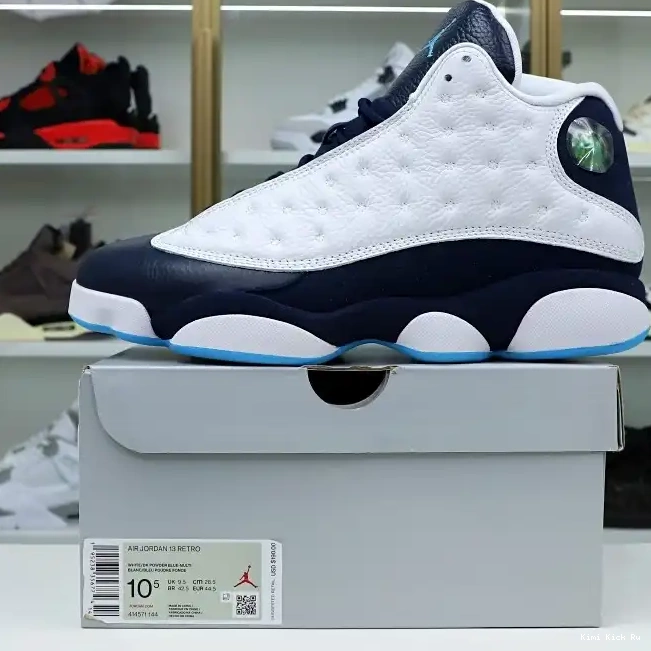 AIR Kimikick POWDER RETRO WHITE OBSIDIAN 13 JORDAN 414571-144 BLUE 0728